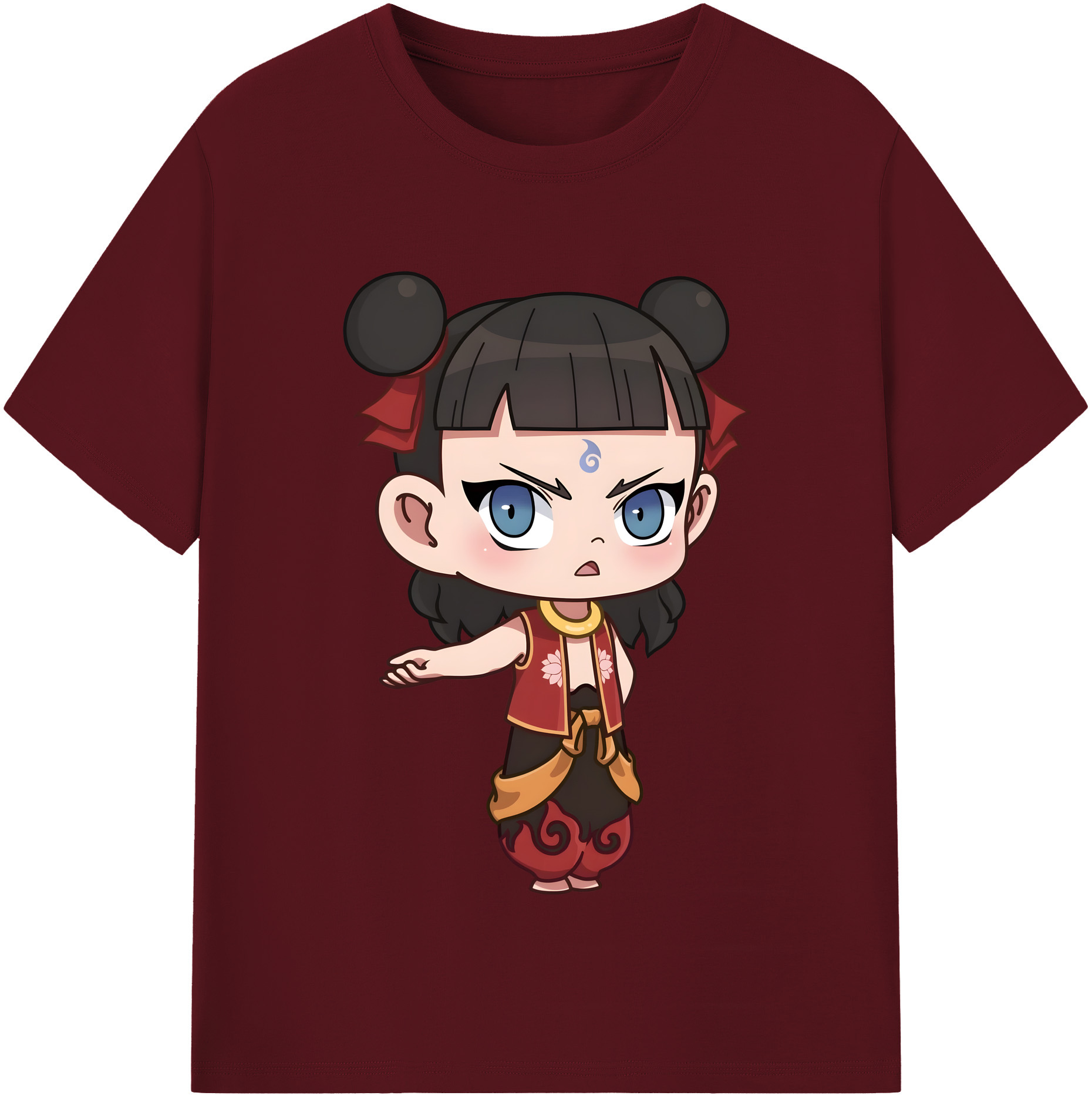 （画像用） Ne Zha 2 ナタ 魔童の大暴れ 綿100％半袖Tシャツ（フロントプリント）